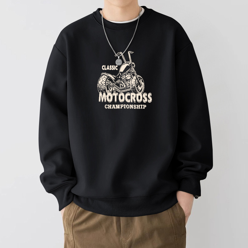 420g pesada camiseta de cuello redondo para niños primavera y otoño marca de tendencia suelta nueva chaqueta juvenil americana retro