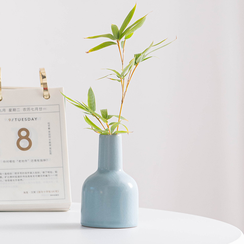 复古汝窑中式陶瓷水培绿植花瓶茶几桌面禅意摆件客厅插花花器