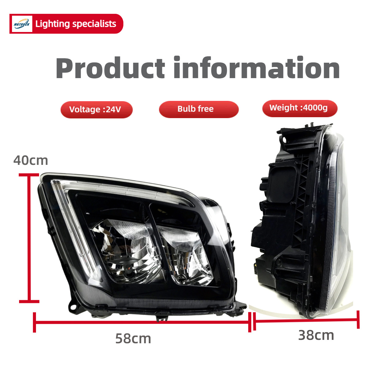 Camión de lámpara LED halógeno delantero montaje Volvo-aplicable a la importación de camión pesado HOW FMX500 accesorios de lámpara