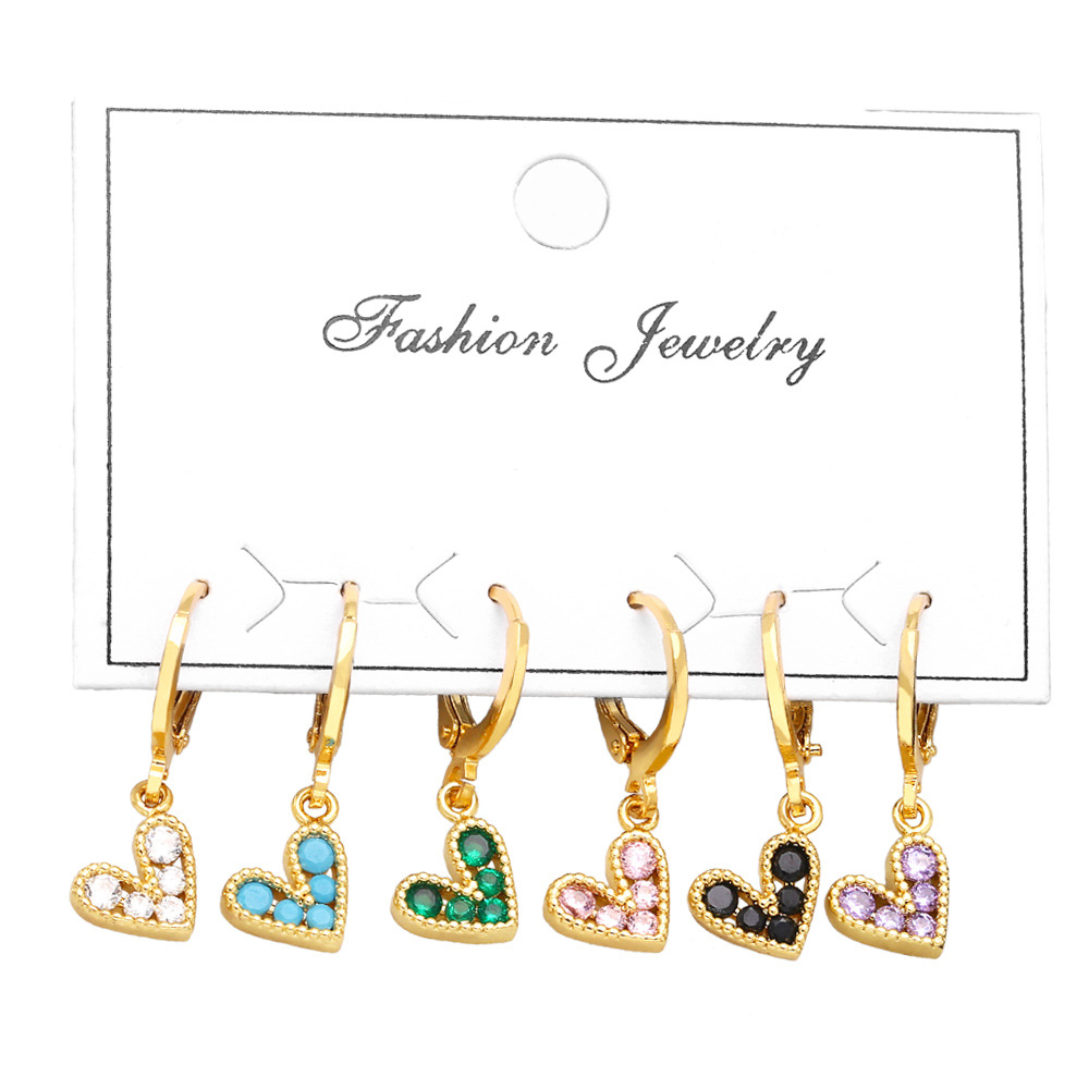 Fashion Heart Shape Copper Drop Earrings Inlay Zircon Copper Earrings display picture 3