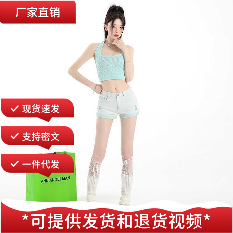 American low waist stretch Denim shorts female summer hot girl all-match tight hip hot pants wholesale