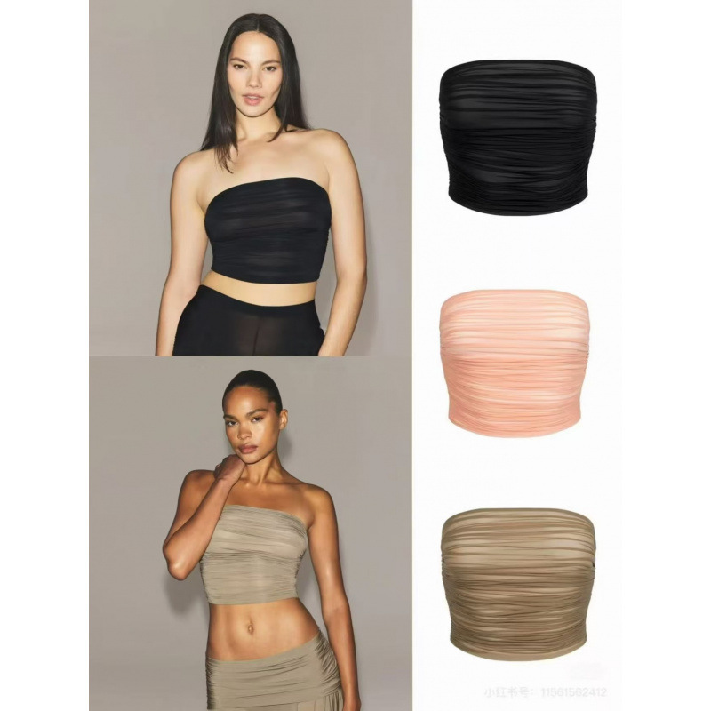 New Product Skims Milky Sheer Cropped Tube Top Pleated Stretch Top Vest New Product Skims Milky Sheer Cropped Tube Top Pleated Stretch Top Vest