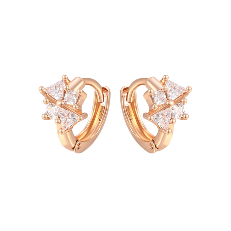 Hebillas de Oreja con Trébol Geométrico de Aleación, Galvanizado, para Mujer