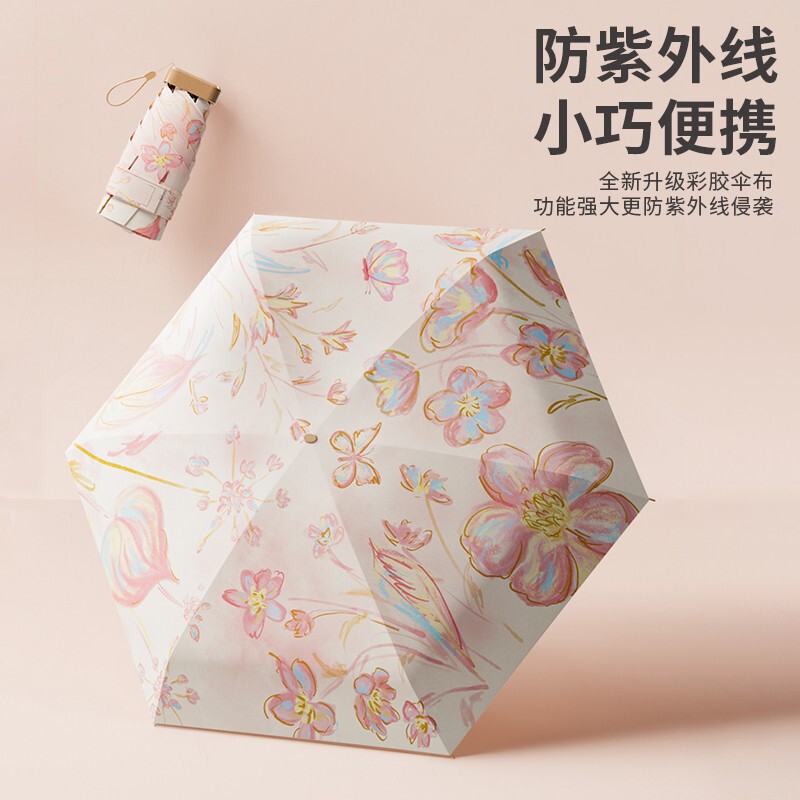 Compact and Portable Sunshade Umbrella for Women, Dual-Use for Sun and Rain, Uv Protection, Mini 50% off Color-Coated Sun Umbrella Wholesale