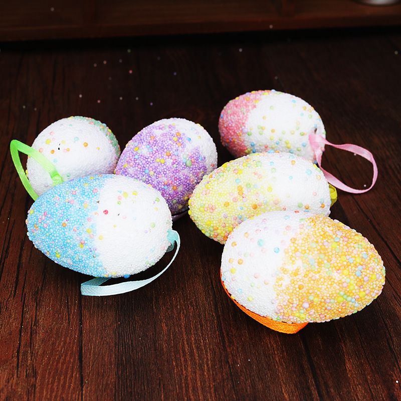 Huevo de Pascua 4 * 6CM huevo de doble color DIY colgante decoración de la escena de vacaciones en stock