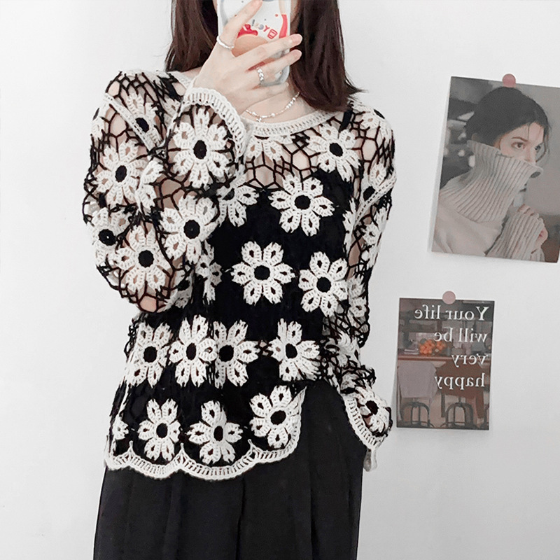 European Heavy Industry Crochet Hollow Sweater Women's Pullover Design Loose High-end Korean Hollow Thin 561 European Heavy Industry Crochet Hollow Sweater Women's Pullover Design Loose High-end Korean Hollow Thin 561