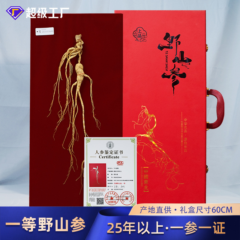 国检25年一等野山参长白山林下参中药材泡酒参生晒野山参礼盒批发