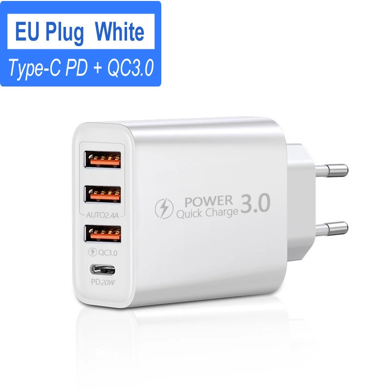Travel multi-function charger 3USB+Type-C charging head 3U+PD multi-port mobile phone power plug adapter
