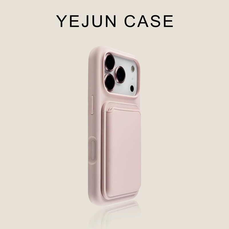 Suitable for Iphone18Promax Magnetic Card Holder Liquid Silicone Pink Mobile Phone Case Apple 17 Lens Film Premium