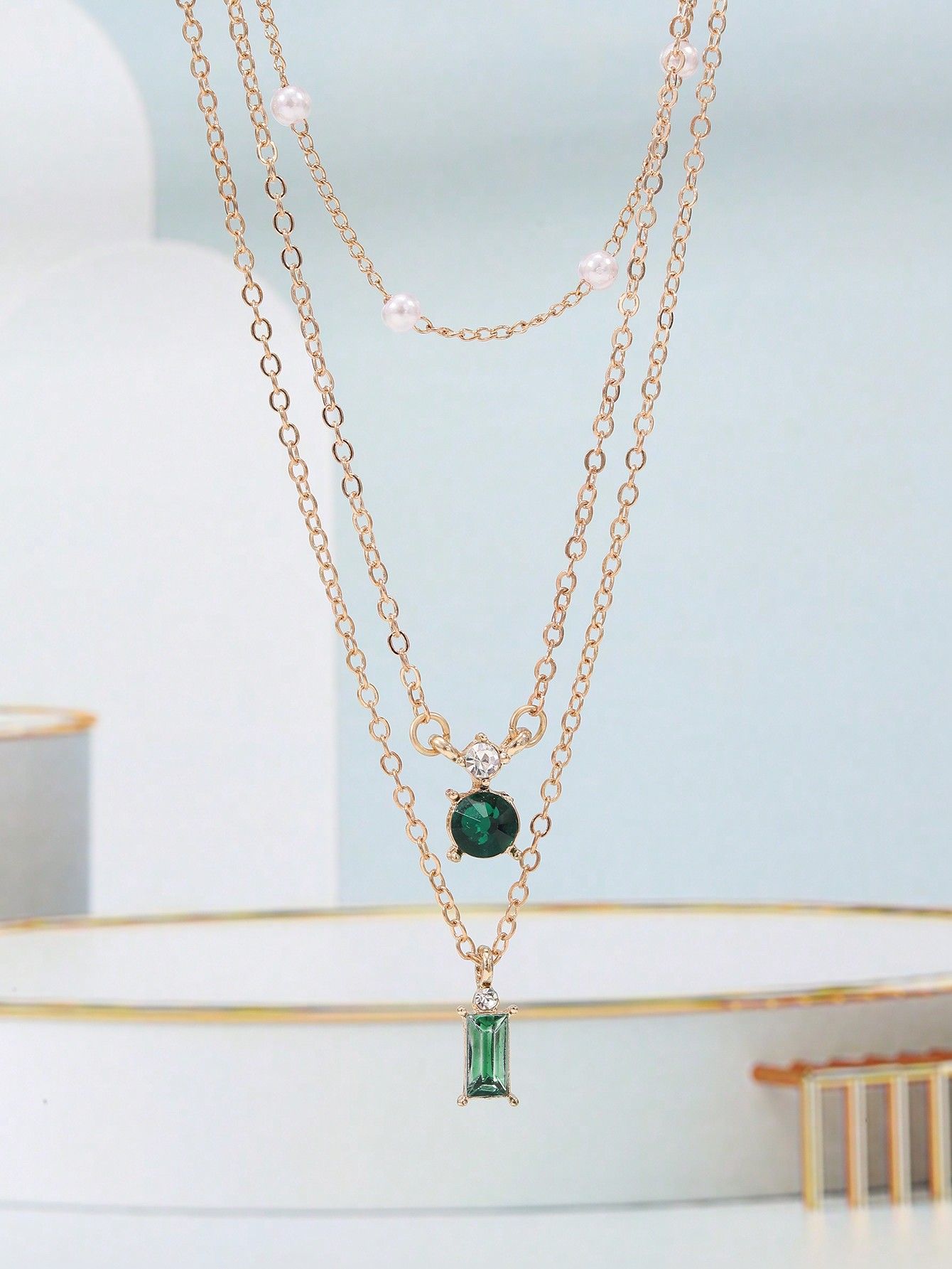 Casual Elegant Geometric Zinc Alloy Plating Women's Double Layer Necklaces Necklace display picture 2
