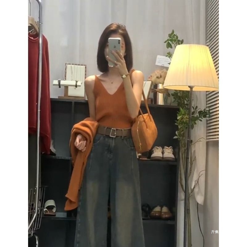 早秋韩系穿搭套装2025初秋新款女装感毛衣开衫针织吊带两件套|undefined