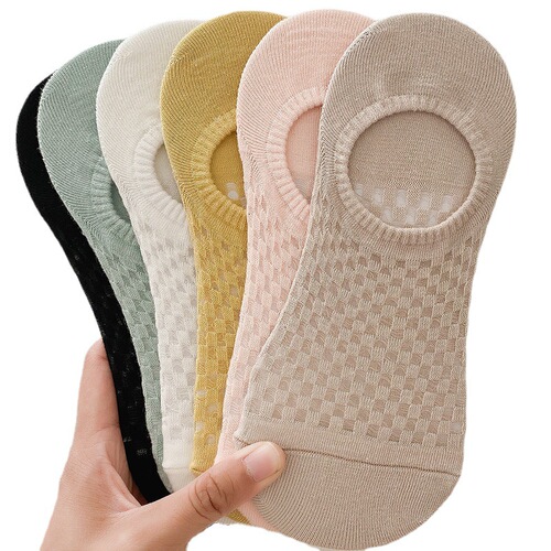 Cotton socks, women's boat socks, invisible socks, shallow mesh socks, breathable, non-slip, non-falling, thin cotton socks, glass silk