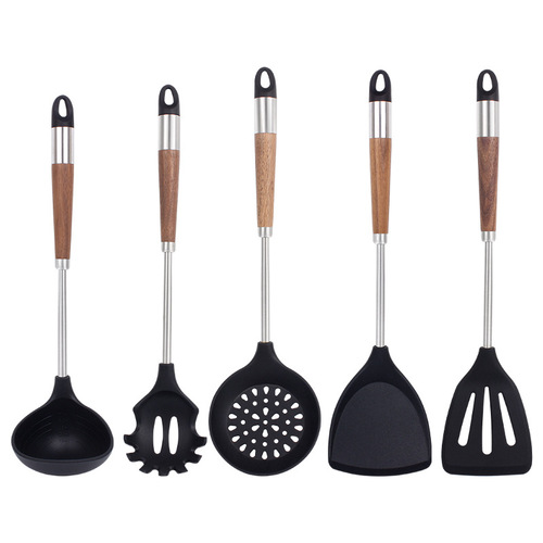 Cross-border new silicone spatula for home cooking silicone spatula soup spoon leaking spatula kitchen cooking special factory