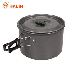 Outdoor single pot camping cookware large single pot cooking pot single person portable camping cookware hard anodized aluminum