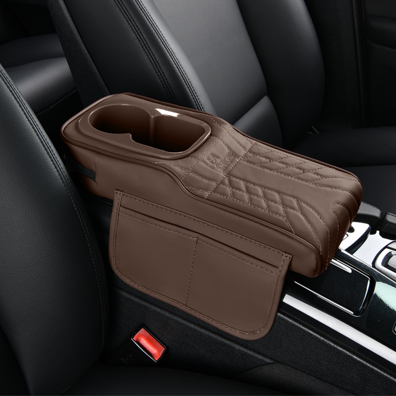 Suitable for 14cm Wide Models, Narrow Version Armrest Box Heightening Pad, Leather Comfortable Elbow Rest, Dual Cup Holder Storage