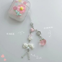 オリジナルins風清透水蜜桃ペンダント愛緑葉数珠ストラップ小清新キーホルダー