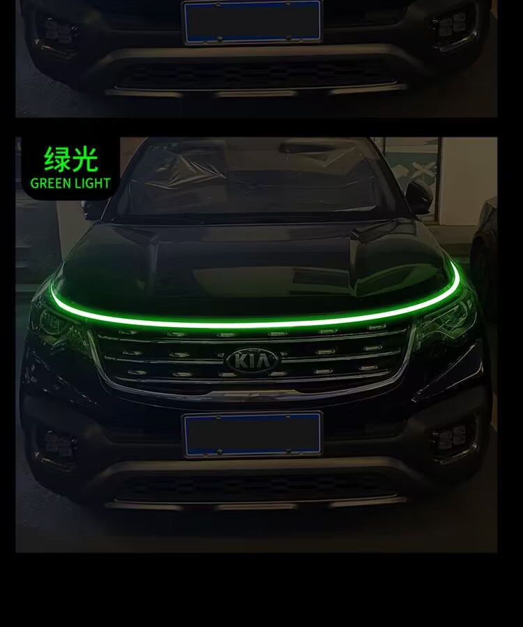 Car cover through type day running light change decoration universal dynamic scanning light guide strip led middle grid atmosphere light belt