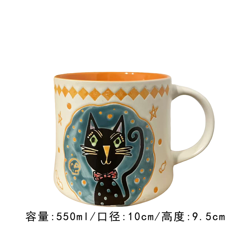 Cerámica bajo vidriado pintado a mano linda taza de gato taza de agua taza de desayuno taza de avena pareja micro pomelo
