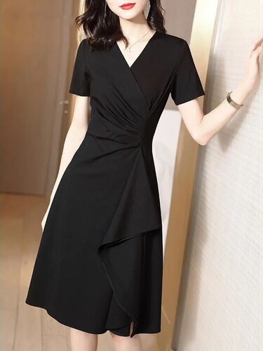 2025 new style dress, women's collared dress, women's summer waist, slim dress, women