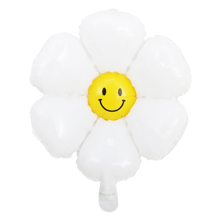 Nuevo globo de margarita blanca para fotos, accesorios de decoración de cumpleaños estilo ins, globo de girasol con cara sonriente para puesto ambulante en la calle 61