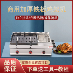 鉄板鶏スタンドオーブン、業務用屋台クリスピーダックスタンドフライヤー、オールインワンガス鉄板焼き多機能スナック機器