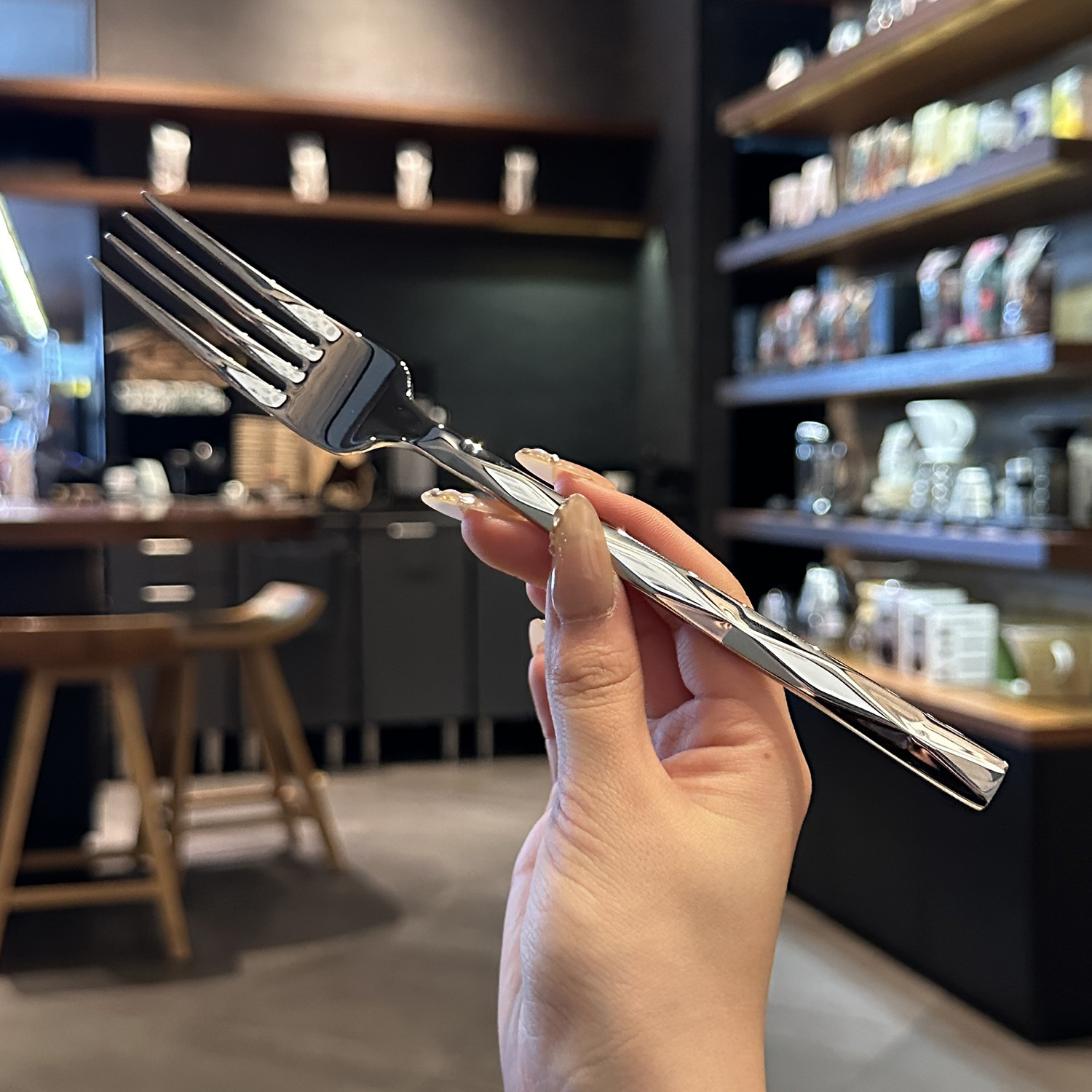 Selección de acero inoxidable diamante cuadrilátero cucharas de comida principal cucharas de pasta horquilla de frutas horquilla cucharas set de cubiertos occidentales