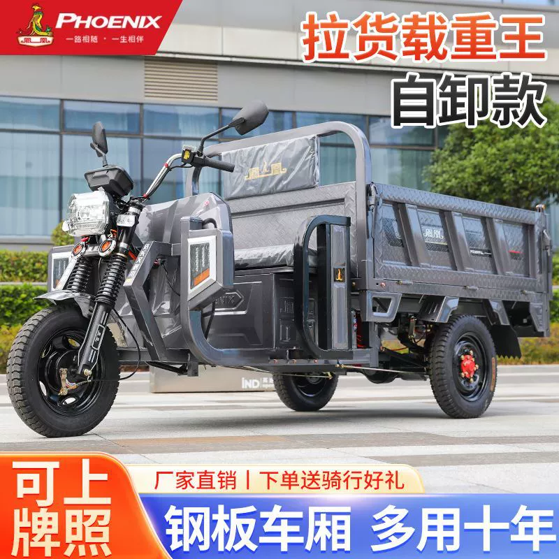 Феникс саморазгружающийся электрический трицикл с гидравлической подъемной системой для перевозки грузов в горных районах, трехколесный саморазгружающийся электрический самосвал.