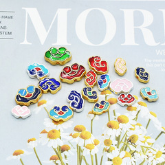 滴油景泰藍藏銀小祥雲古風漢服流蘇散珠佛珠背雲祥雲隔珠 diy配件