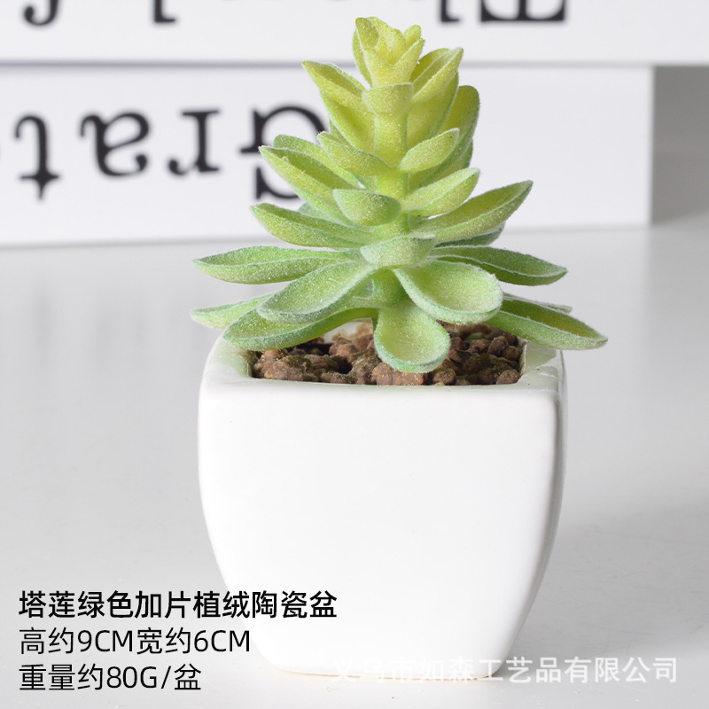 Simulación de cerámica bonsai de carne doméstica decoración de escritorio de oficina plantación verde maceta props de disparo maceta combinada artificial image 36