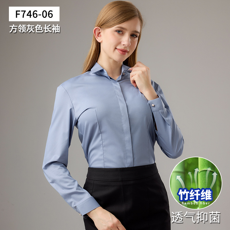 [bamboo fiber long sleeves] gray square collar / 35/s (recommended 42.5-47.5kg )