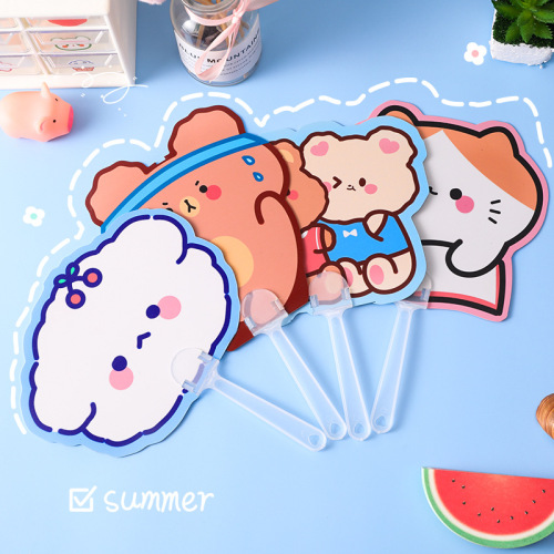 Summer special-shaped long-handled hand-cranked fan, children's hand-held fan, cartoon cute little fan, stall and push gift