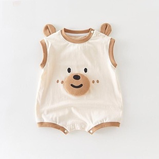 Super Cute Baby Summer Clothes, Baby Boy Vest Jumpsuit, Summer Thin Cute Bear Sleeveless Romper
