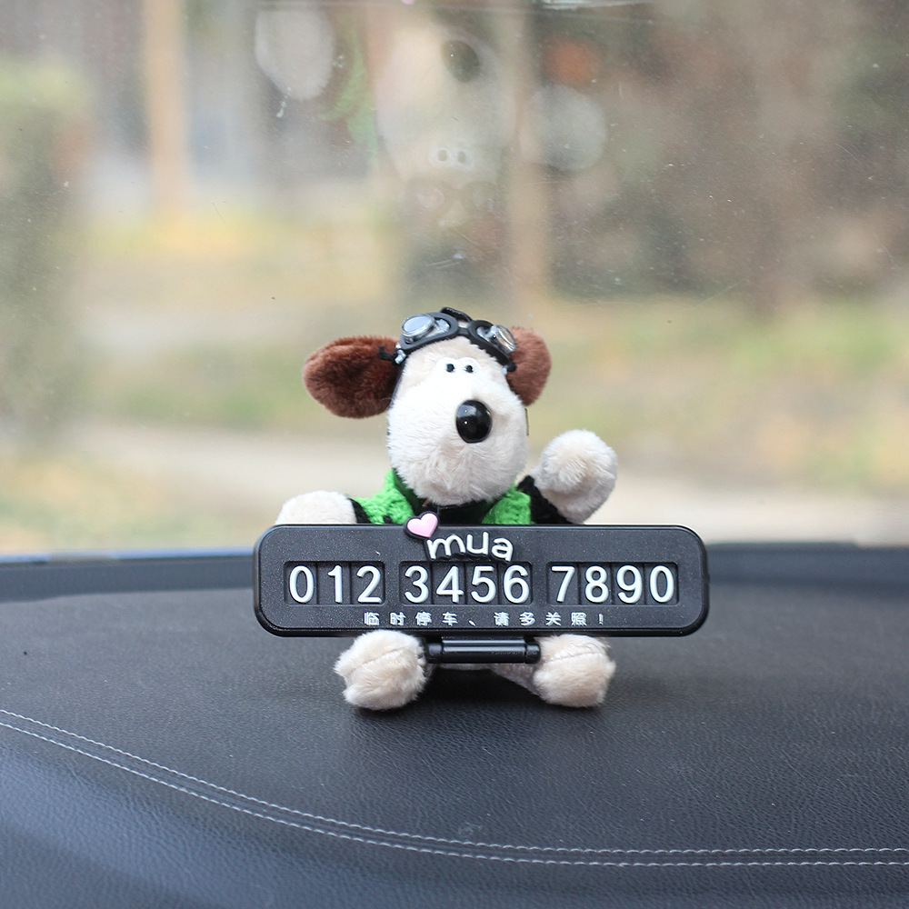 Número de estacionamiento temporal del automóvil placa luminosa del teléfono del automóvil del automóvil del automóvil del automóvil del automóvil del perro de peluche lindo adorno del automóvil femenino