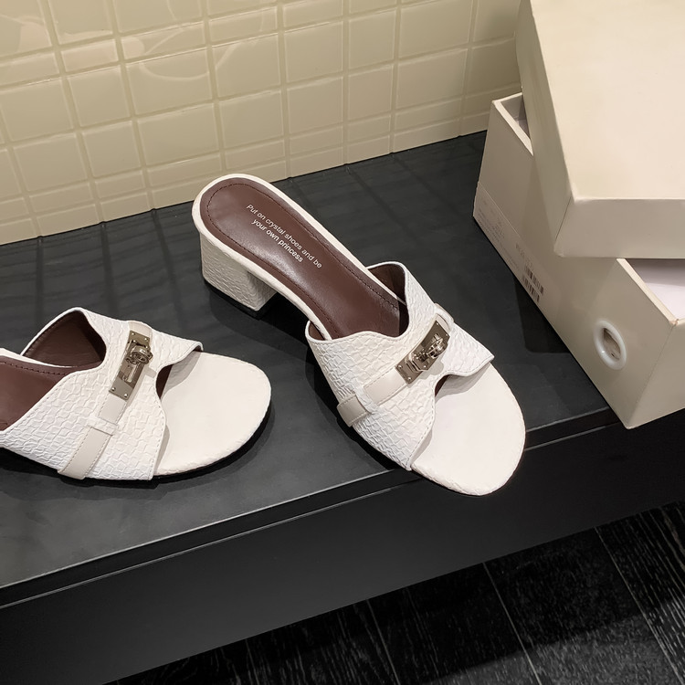 Summer slippers with a strap, genuine leather
