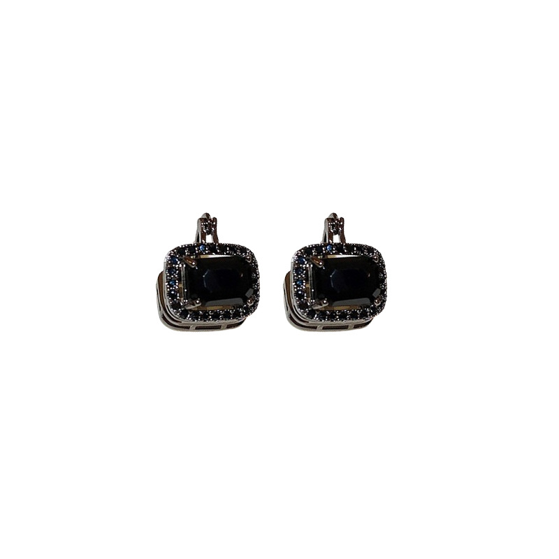 Square geometric double-sided elegant earrings with zircon