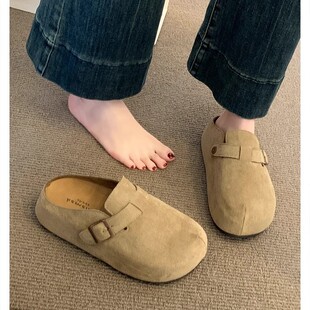 Bocken Platform Shoes Women's 2025 Spring Bocken Slip-on Lazy Shoes Super Hot Baotou Half Slippers Inner Height-increasing Single-layer Shoes