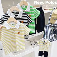 男童短袖POLO衫2024夏季新款兒童休閒翻領薄款T恤中大童半袖上衣