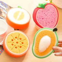 Attractive fruit style thickened sponge scouring pad kitchen powerful decontamination dishcloth rag dish towel