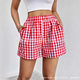 2025 European and American cross-border foreign trade new ladies loose comfortable elastic waist color plaid striped shorts