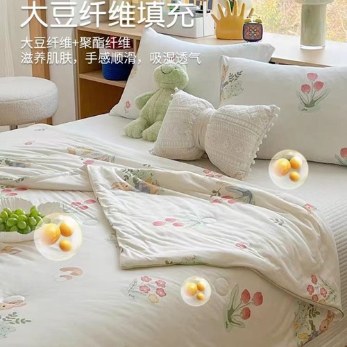 A-type baby and mother-grade summer cooling quilt machine washable summer quilt children's thin sheet spring and autumn air conditioning quilt soybean fiber single quilt