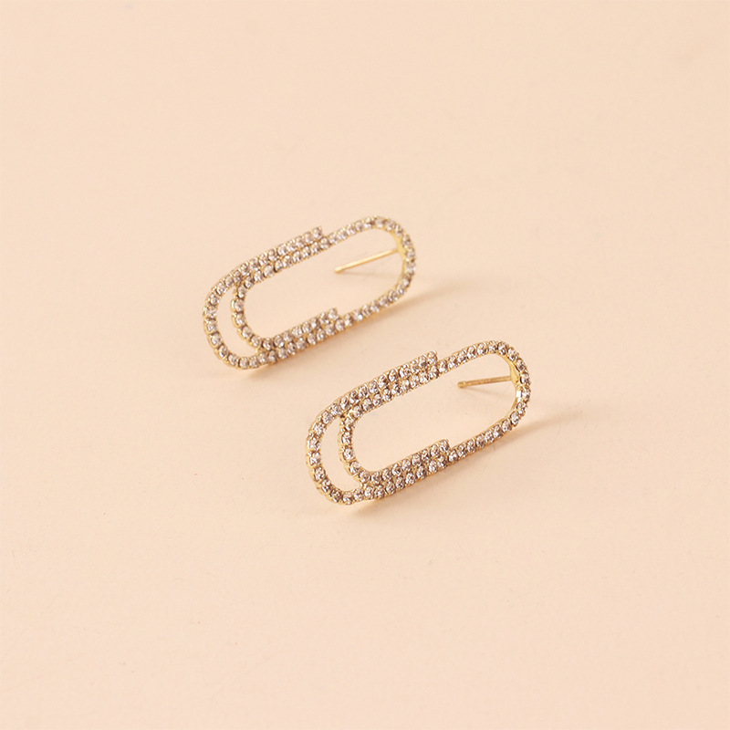 Fashion Paper Clip Rhinestone Alloy Earrings Wholesale display picture 6
