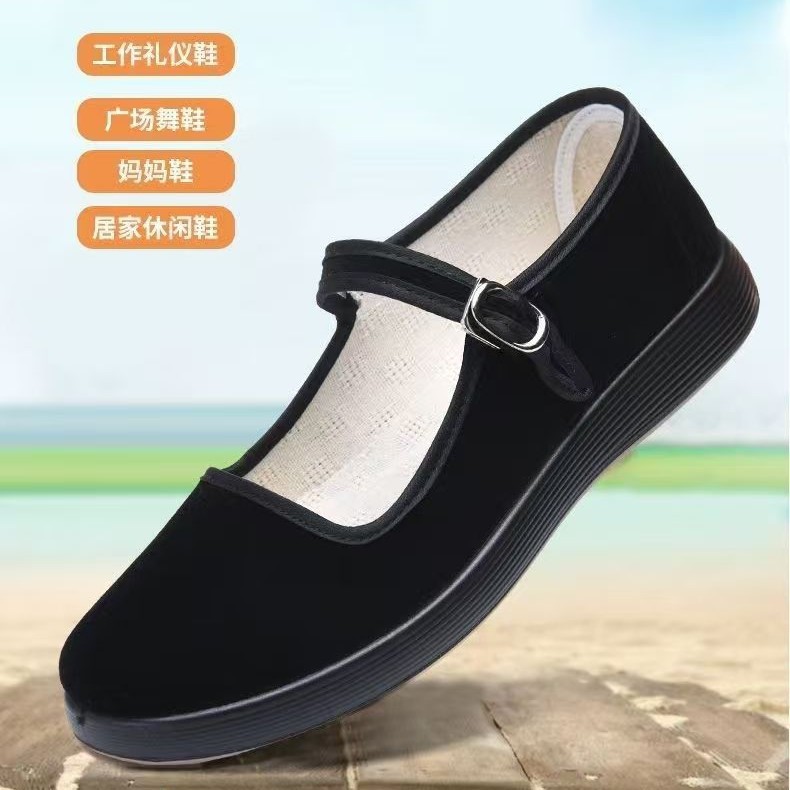 Old Beijing-style women's cloth shoes with soft soles, non-slip, flat, comfortable, breathable work shoes, lightweight dance shoes for spring and summer