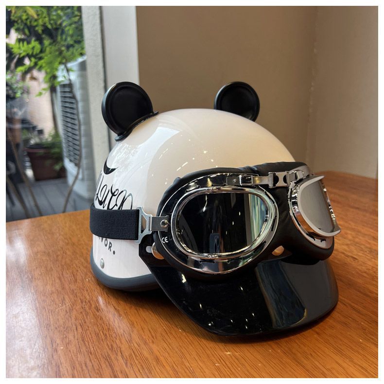 Helmet Retro Electric Motorcycle 3C Certified Four-Season Electric Vehicle Safety Helmet Summer Men's and Women's Half Helmet Motorcycle Trendy Brand