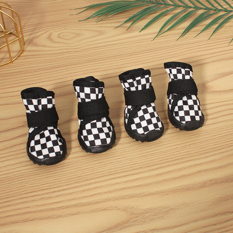 겨울 벨벳 스노우 부츠 [흑백 체크 무늬]