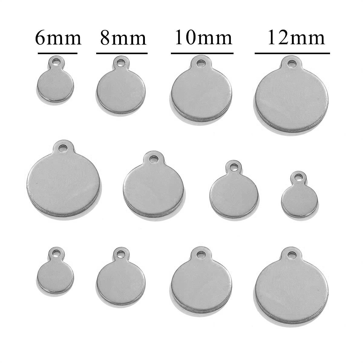 Placa redonda de acero inoxidable para logotipo, accesorios de joyería DIY, colgante para collar o pulsera.