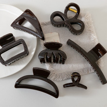 巧克力色~高级感加厚后脑勺发夹复古交叉鲨鱼夹抓夹百搭韩国发抓