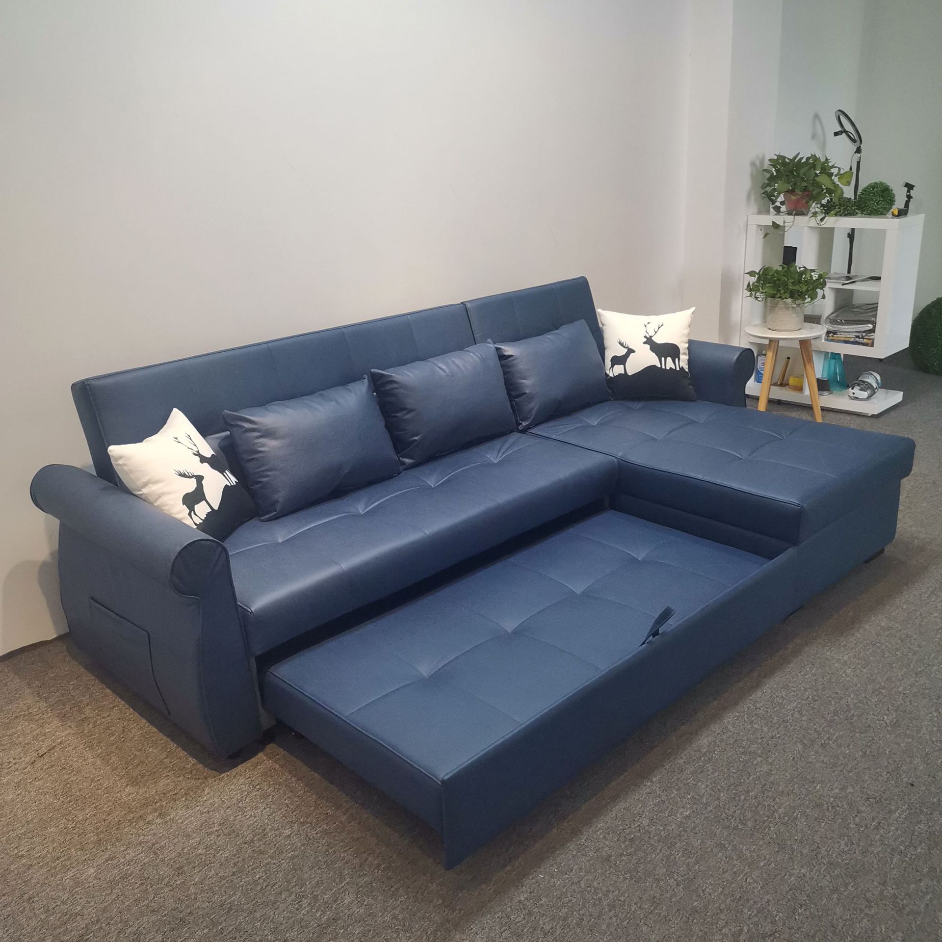 Sofá cama de doble propósito plegable esquina de sala de estar apartamento multifuncional desmontación y lavado almacenamiento tecnología de tela sofá cama