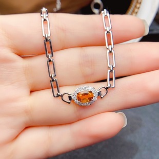 New Natural Yellow Crystal Ring S925 Silver Inlaid Main Stone 5*7mm Versatile Popular Trendy Women's Jewelry Wholesale