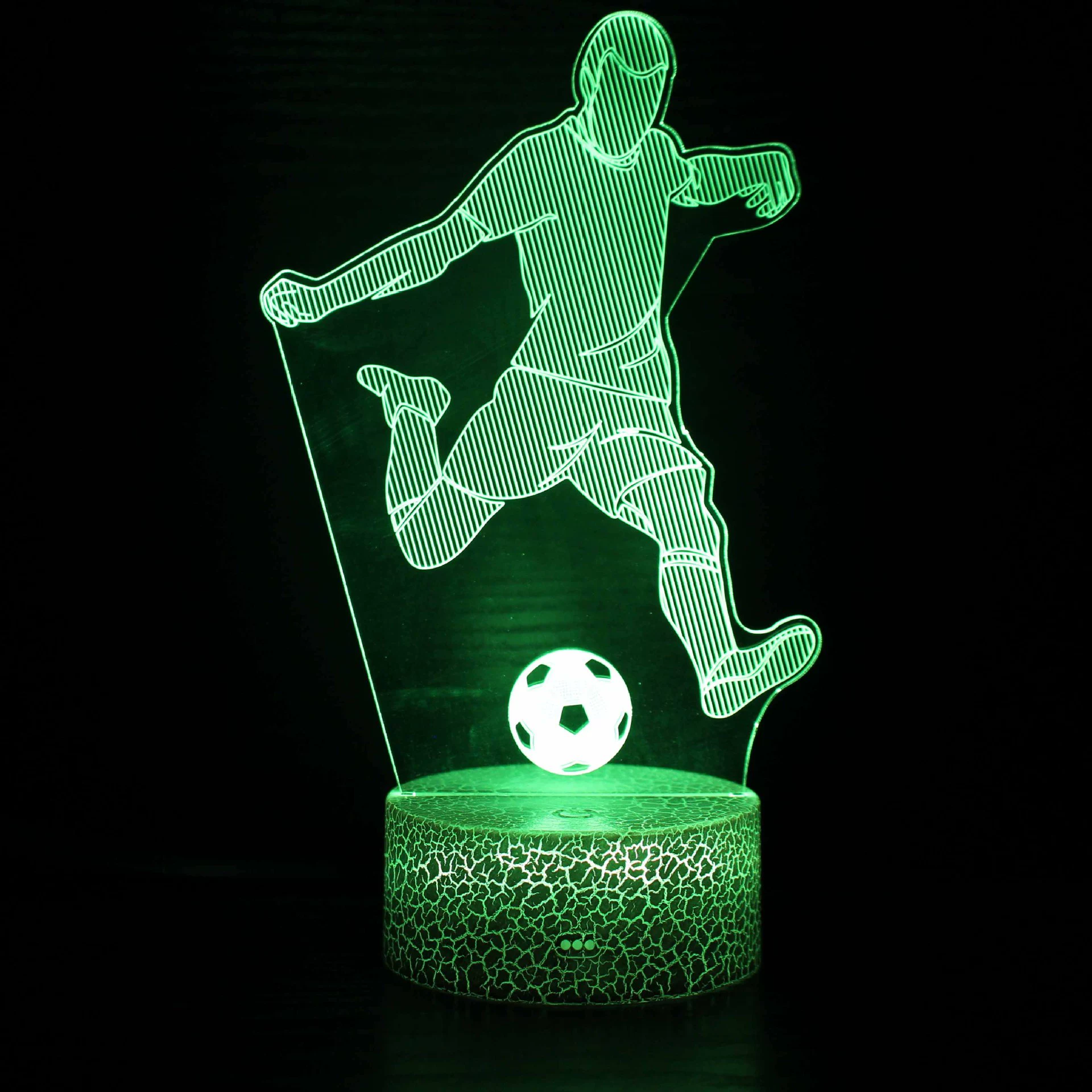 3D LED настольная лампа (Zuoba), футбольная акриловая панель, сенсорная/пульт дистанционного, многоцветные основания серии ZB‑