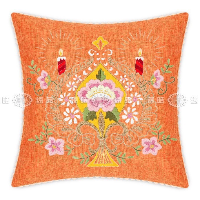 Fábrica al por mayor de color de impresión bordado de la cinta hecha a mano DIY paquete de material cojín funda de almohada flor frente mariposa volando doble platillo Flying dance